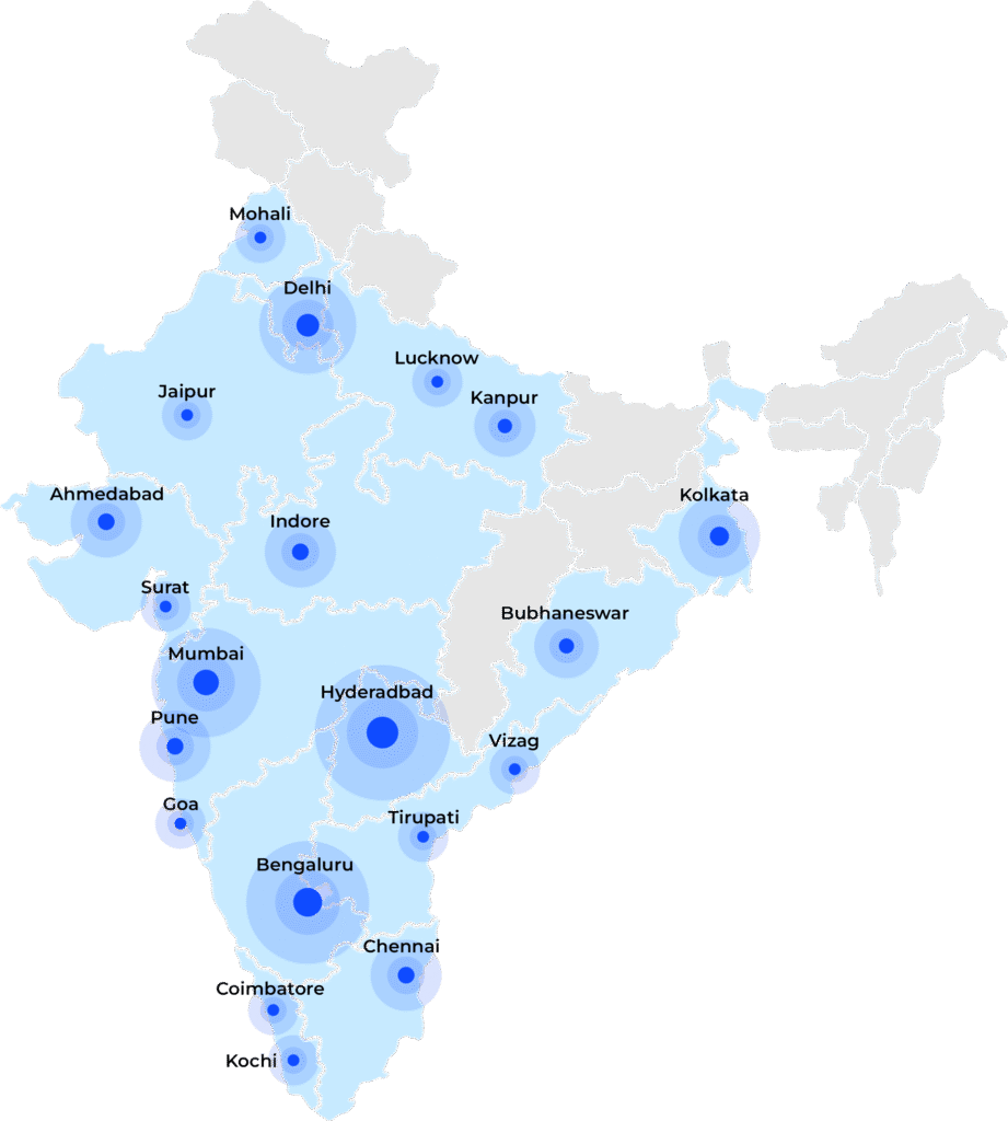Adonmo's reach across 27+ cities in India